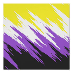 Grungy Funky ZigZag Abstrakte Flag für nichtbinäre Poster