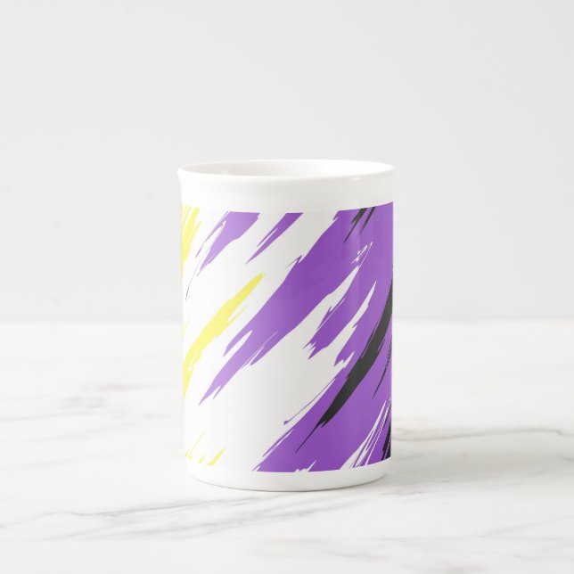 Grungy Funky ZigZag Abstrakte Flag für nichtbinäre Prozellantasse (Vorderseite)