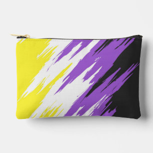 Grungy Funky ZigZag Abstrakte nichtbinäre Pride-Fl Zubehörtasche