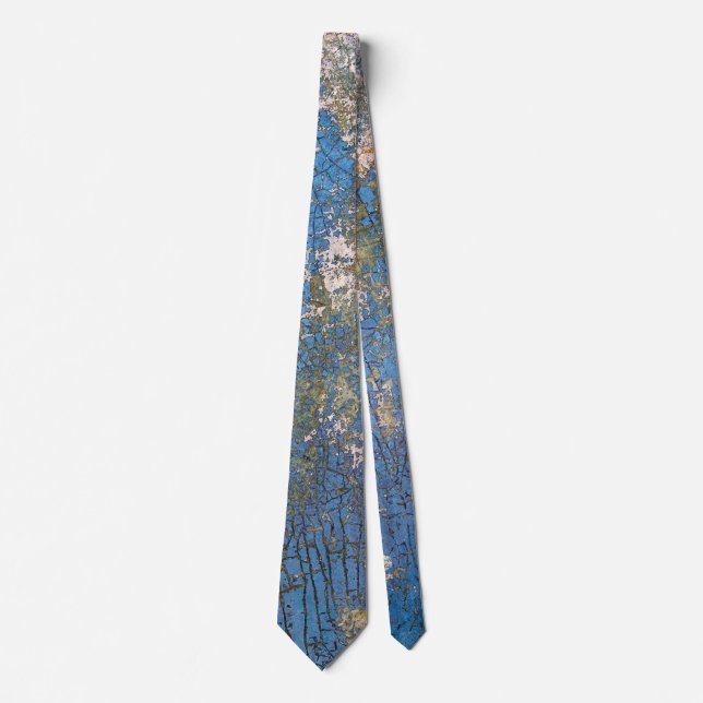 grungy gekrackte blaue Lackstruktur Krawatte (Vorderseite)