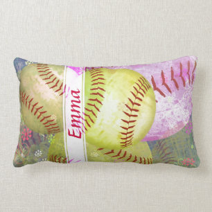 Grungy Girly Softball Lendenkissen