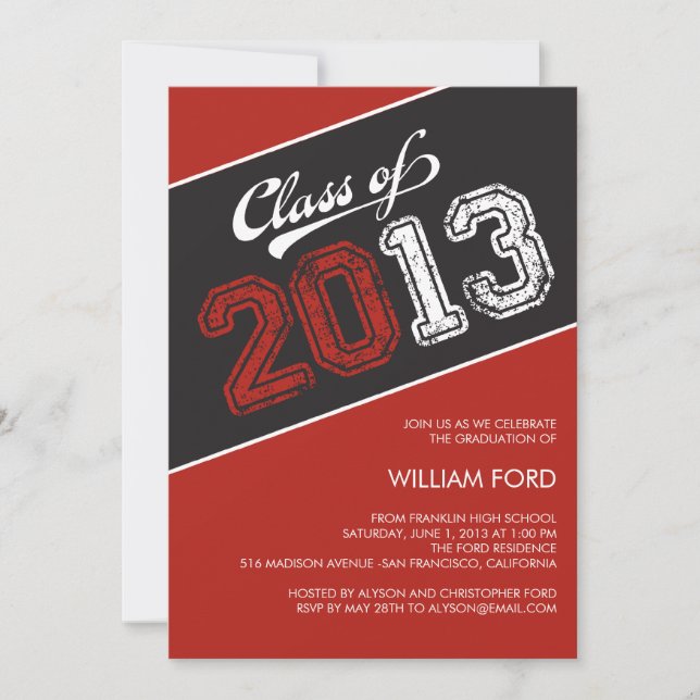 Grungy Graduate Graduate Invitation - Rouge (Devant)