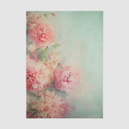 Grungy große rosa Blumen auf Aqua-Hintergrund Seidenpapier