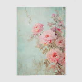 Grungy großes rosa Blumenmuster auf Aqua-Hintergru Seidenpapier