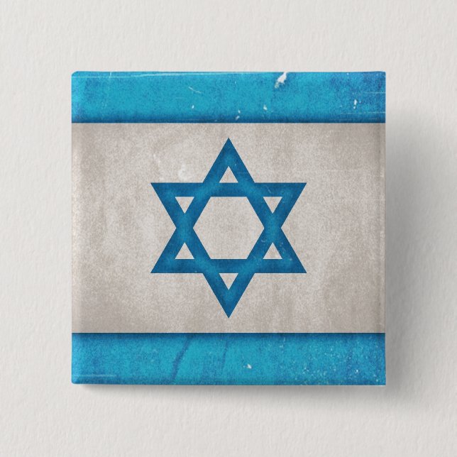Grungy Israel-Flaggen-Davidsstern Button (Vorderseite)