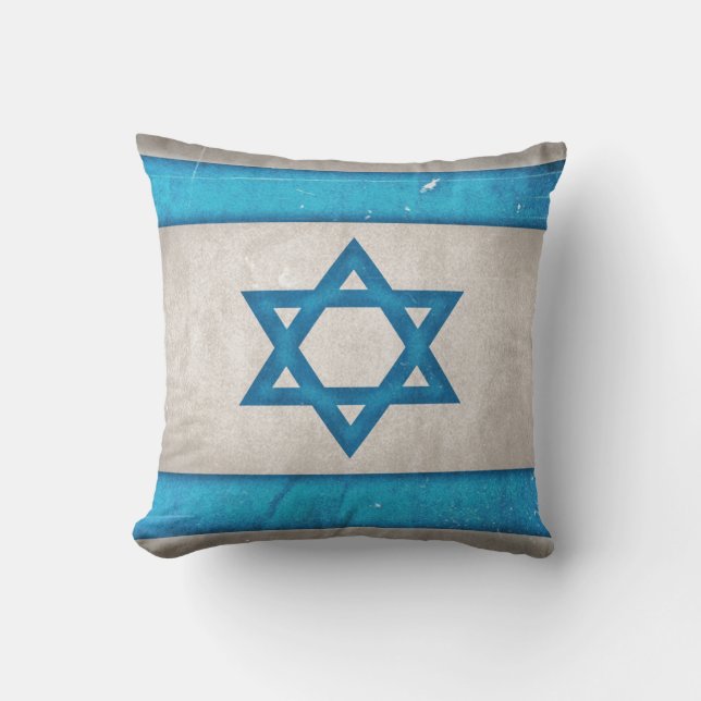 Grungy Israel-Flaggen-Davidsstern Kissen (Vorderseite)