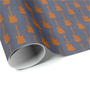 Grungy Klassische E-Gitarre Polka-Punkte blauorang Geschenkpapier