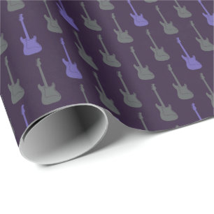Grungy Klassische E-Gitarre Polka-Punkte lila-grau Geschenkpapier