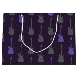 Grungy Klassische E-Gitarre Polka-Punkte lila-grau Große Geschenktüte