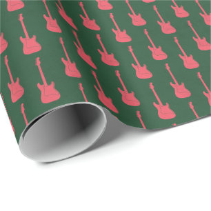 Grungy Klassische E-Gitarre Polka-Punkte rosa grün Geschenkpapier