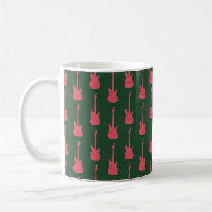 Grungy Klassische E-Gitarre Polka-Punkte rosa grün Kaffeetasse