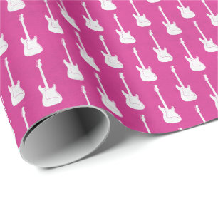 Grungy Klassische E-Gitarre Polka-Punkte rosa weiß Geschenkpapier