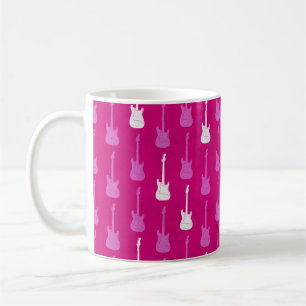 Grungy Klassische E-Gitarre Polka-Punkte rosa weiß Kaffeetasse