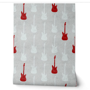 Grungy Klassische E-Gitarre Polka-Punkte weiß rot Tapete