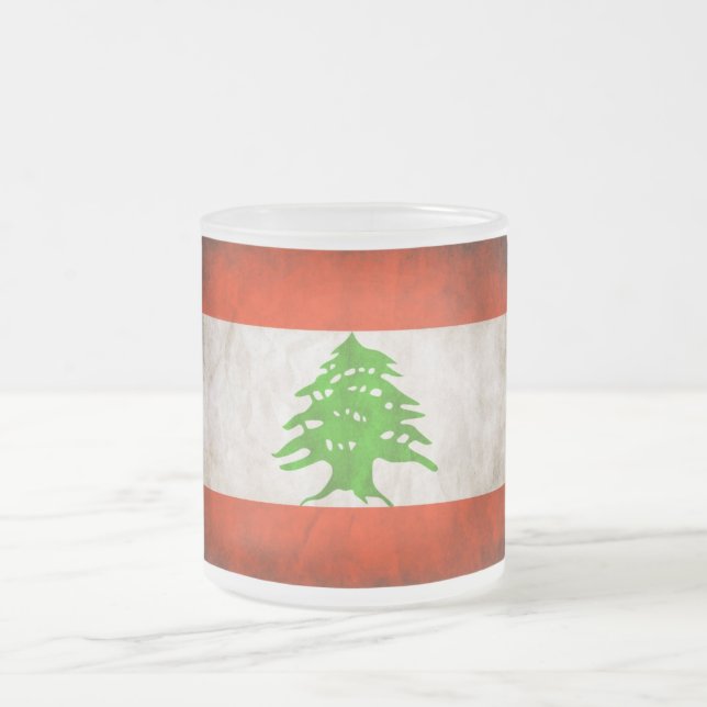 Grungy Libanon Flag Mattglastasse (Mittel)
