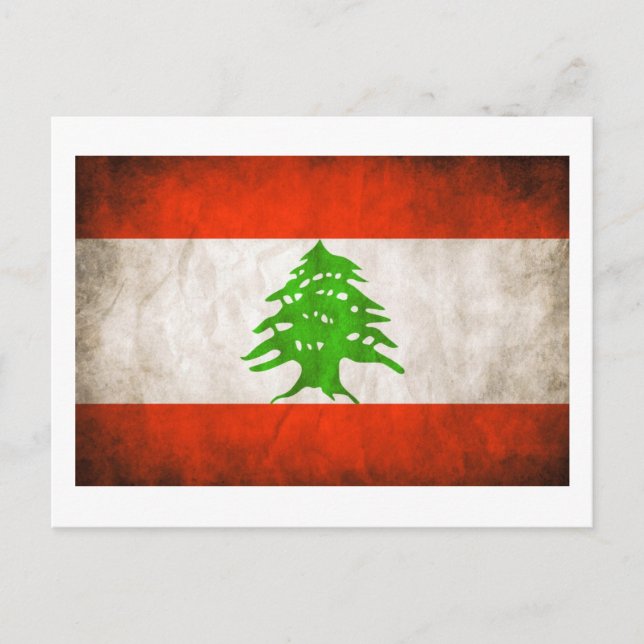 Grungy Libanon Flag Postkarte (Vorderseite)