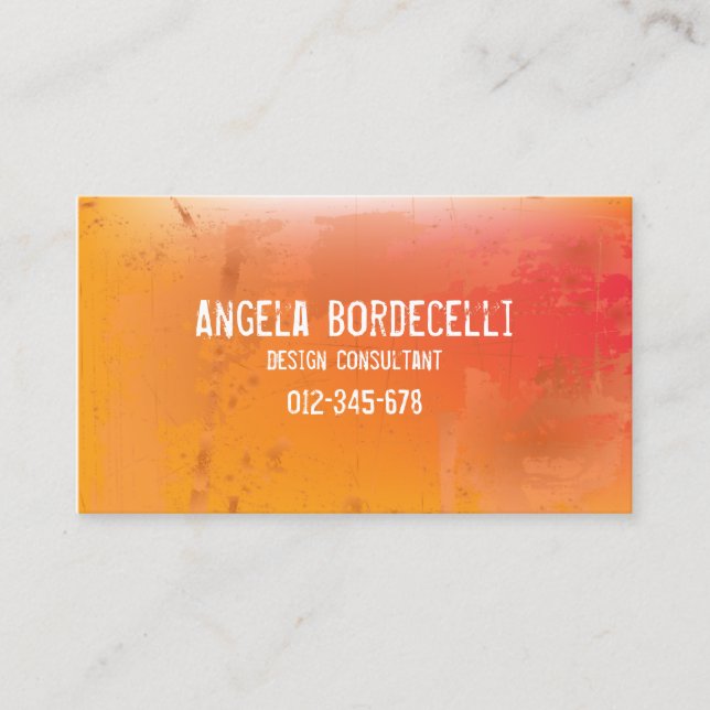 Grungy Misproject Orange Business Card Visitenkarte (Vorderseite)