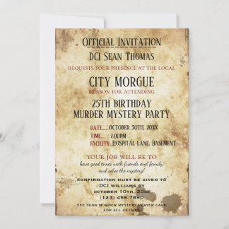 Grungy Murder Mystery Birthday Einladung