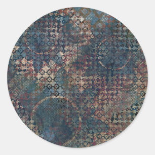 Grungy Muster mit unordentlichem Patchwork von Runder Aufkleber