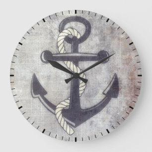 Grungy nautischanker-rustikale Wanduhr