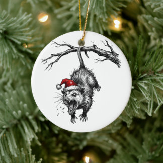Grungy Opossum Silent Scream Peace on Earth Keramik Ornament