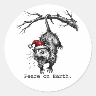 Grungy Opossum Silent Scream Peace on Earth Runder Aufkleber