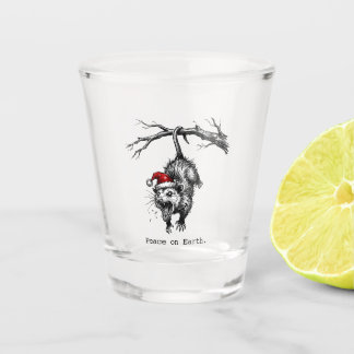 Grungy Opossum Silent Scream Peace on Earth Schnapsglas