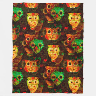 Grungy Owls nahtlos Muster I + Ihre Idee Fleecedecke