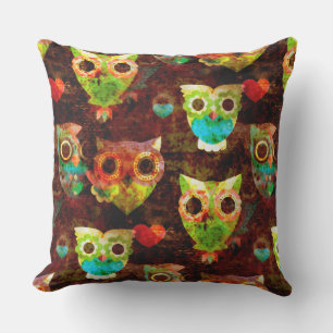 Grungy Owls nahtlos Muster II + Ihre Idee Kissen