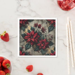 Grungy Poinsettia Tapete Decoupage Paper Serviette