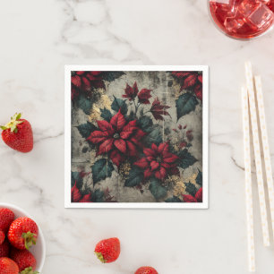 Grungy Poinsettia Tapete Decoupage Paper Serviette