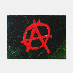 Grungy Red Anarchy Symbol Fußmatte