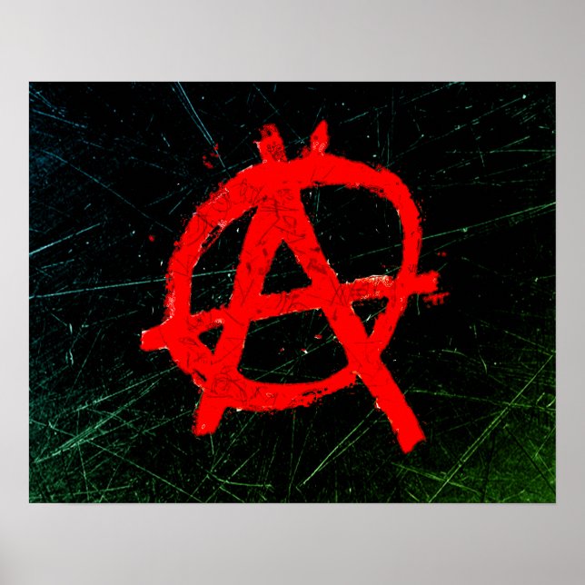 Grungy Red Anarchy Symbol Poster (Vorne)