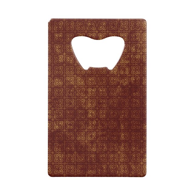 Grungy Red and Gold Floral Pattern Kreditkarten Flaschenöffner (Rückseite)