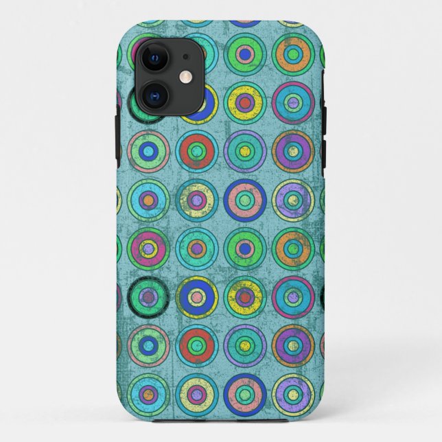 Grungy Retro blaues Kreis-Muster Case-Mate iPhone Hülle (Rückseite)
