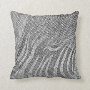 Grungy silberner Sequinabstrakte graue Kissen