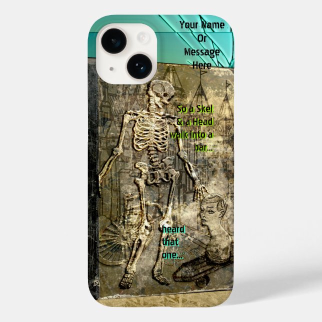 Grungy Skeleton Jokes (Personalisiert) Case-Mate iPhone 14 Hülle (Rückseite)