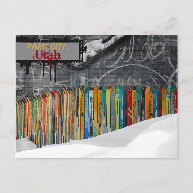 Grungy Skis Park City, Utah Postcard Postkarte (Vorderseite)