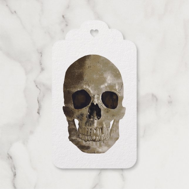 Grungy Skull Halloween Geschenkanhänger (Rückseite)