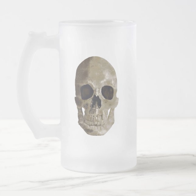 Grungy Skull Halloween Mattglas Bierglas (Links)