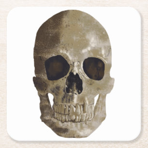 Grungy Skull Halloween Rechteckiger Pappuntersetzer