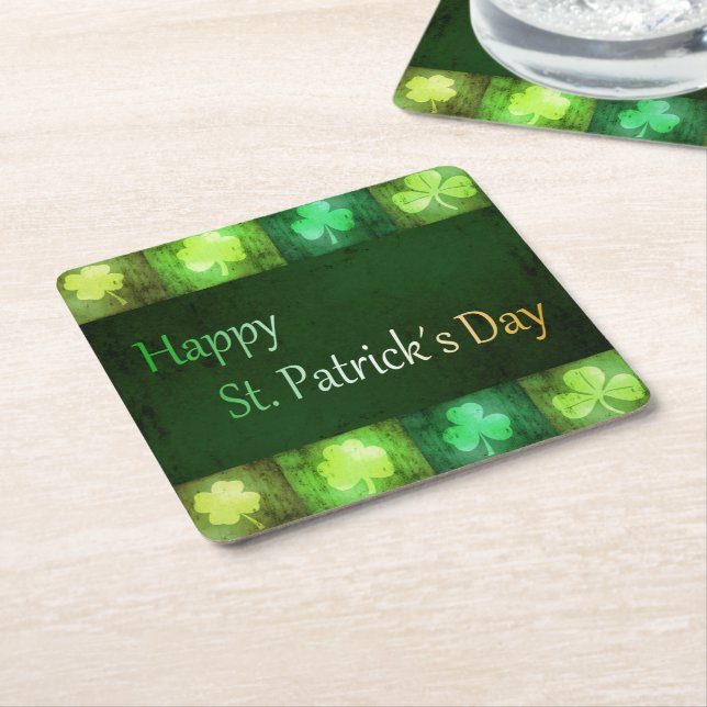 Grungy St. Patrick's Day Kleeblatts - Paper Unters Rechteckiger Pappuntersetzer (angewinkelt)