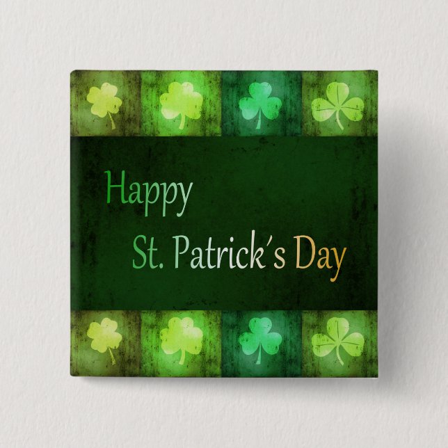 Grungy St. Patrick's Day Kleeblatts - Schaltfläche Button (Vorderseite)