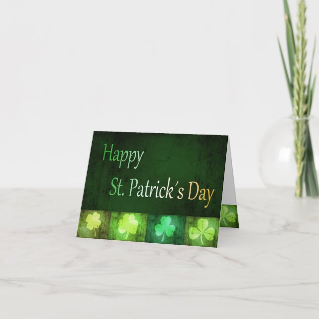 Grungy St. Patrick's Day Shamrocks - Carte de voeu (Devant)