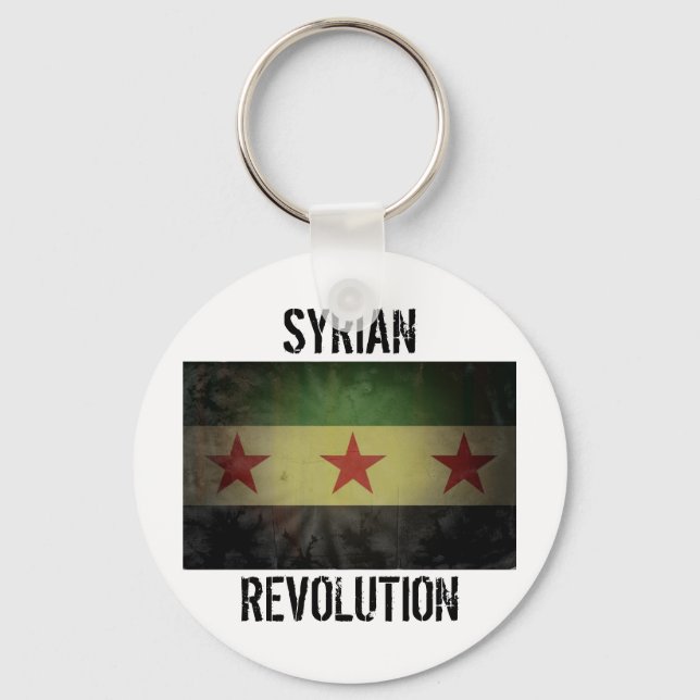 Grungy Syria Flag "Syrische Revolution" Schlüsselanhänger (Vorderseite)