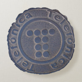 Grungy Telefonica Manhole Rundes Kissen