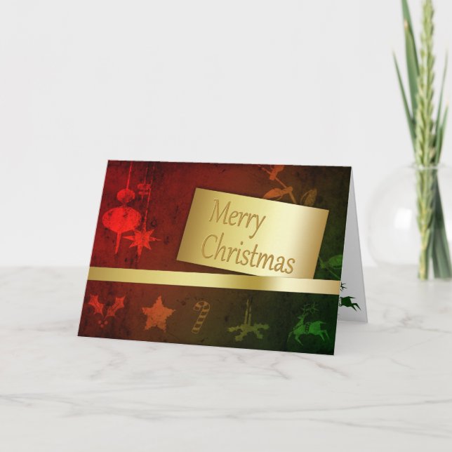 Grungy Vintag Gold Christmas Feiertagskarte (Vorderseite)