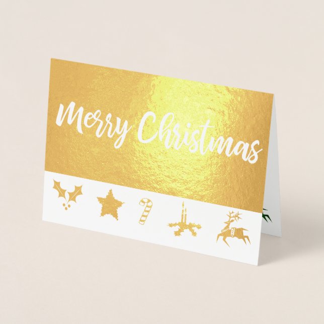 Grungy Vintag Gold Christmas Folienkarte (Vorderseite)