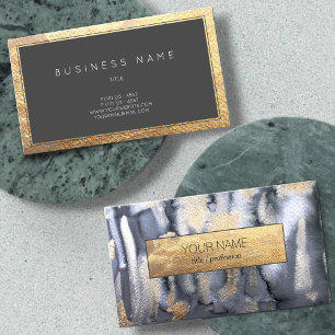 Grungy Watercolor Schwarz & Gold Raffinierter Styl Visitenkarte
