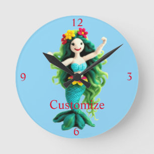 Grünhaarige Meerjungfrau Thunder_Cove Runde Wanduhr